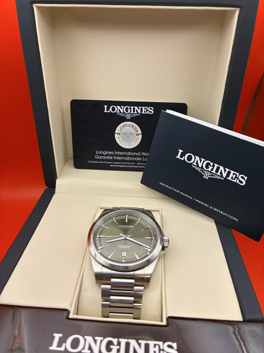 RRP$3980 Longines Conquest Auto41mm olive Dial w/ box and unmarked papers