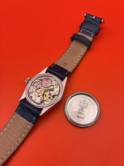 Rolex Bubbleback circa 1947 manual wind steel w/ rose gold 30mm