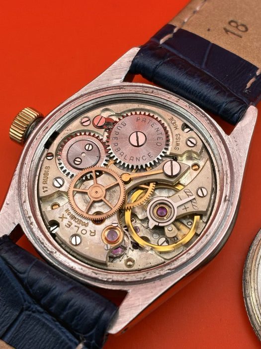 Rolex Bubbleback circa 1947 manual wind steel w/ rose gold 30mm