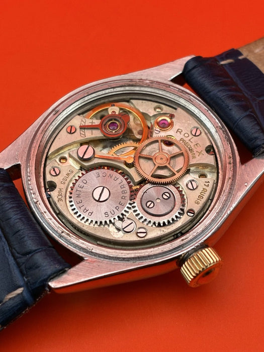 Rolex Bubbleback circa 1947 manual wind steel w/ rose gold 30mm