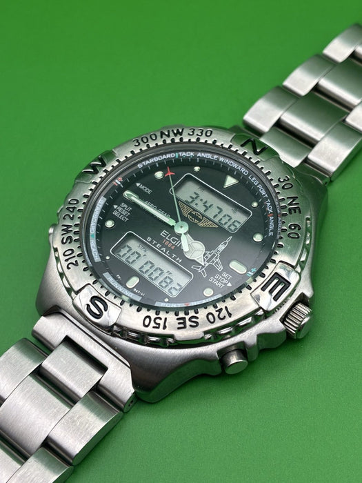 Elgin Stealth Aero Gear ‘Aerospace’ Analog / Digital Pilots Wristwatch